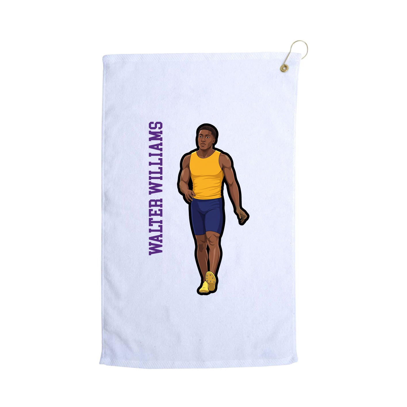 Golf Towel — Name Vertical in White