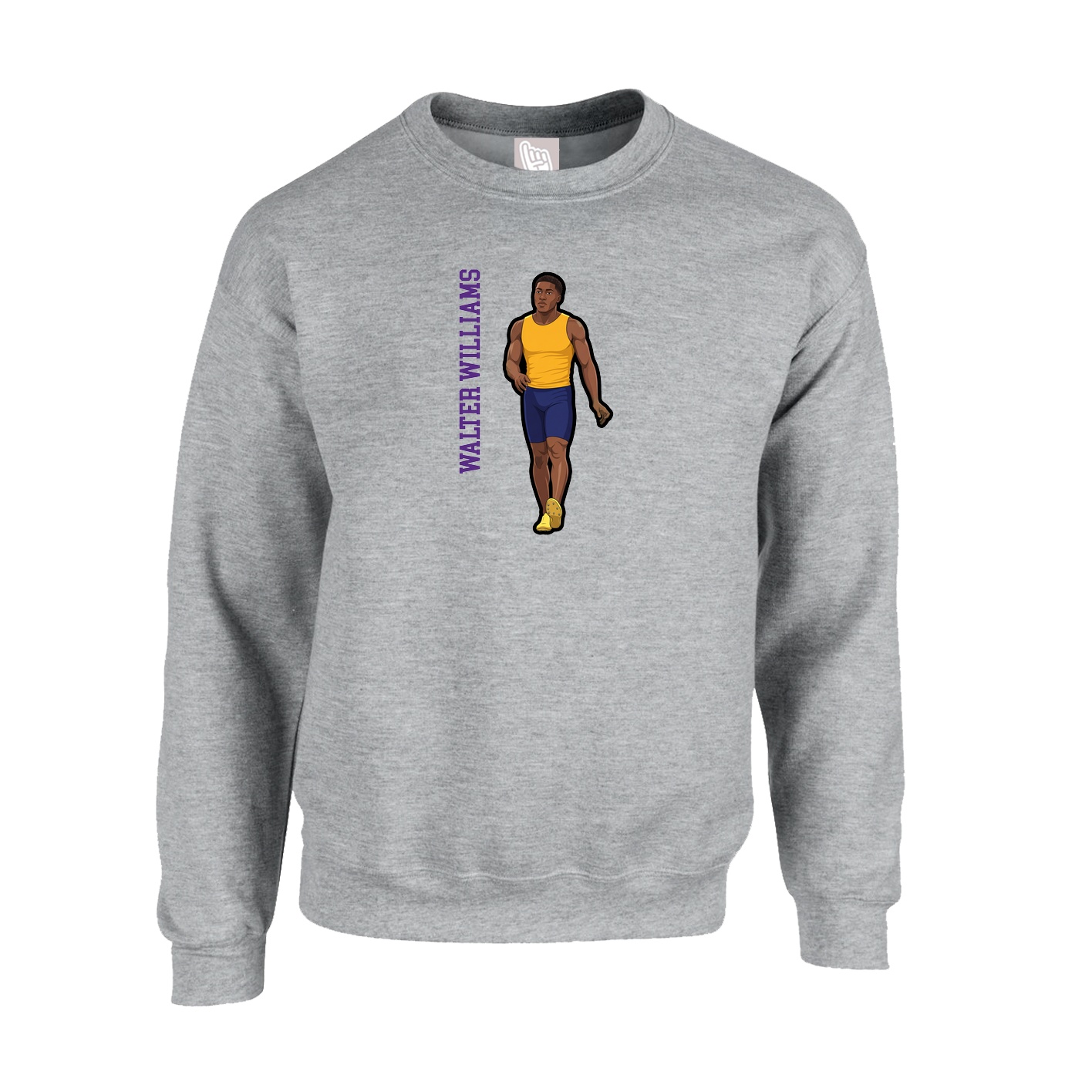 Fleece Crew — Name Vertical in Grey