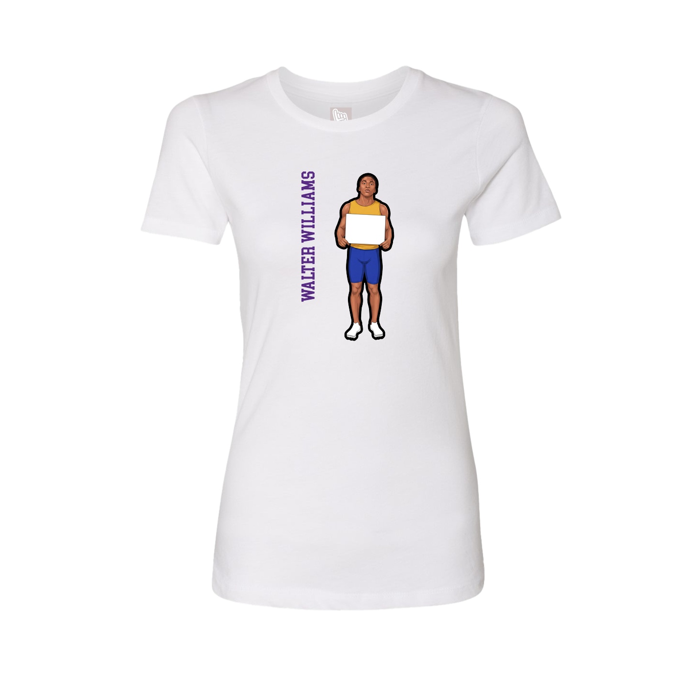 Womens Tee — Name Vertical in White