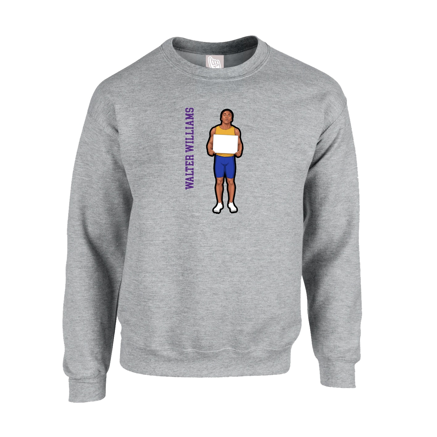 Fleece Crew — Name Vertical in Grey