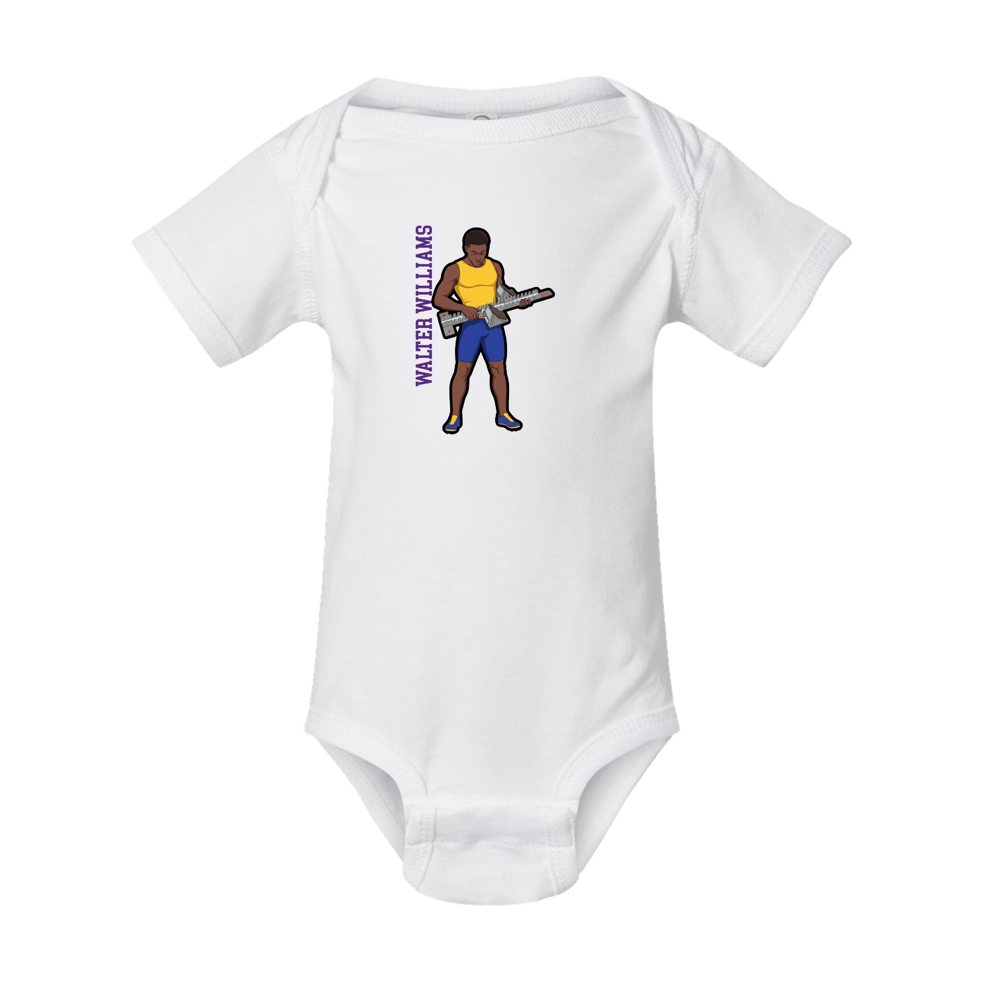 Baby Onesie — Name Vertical in White