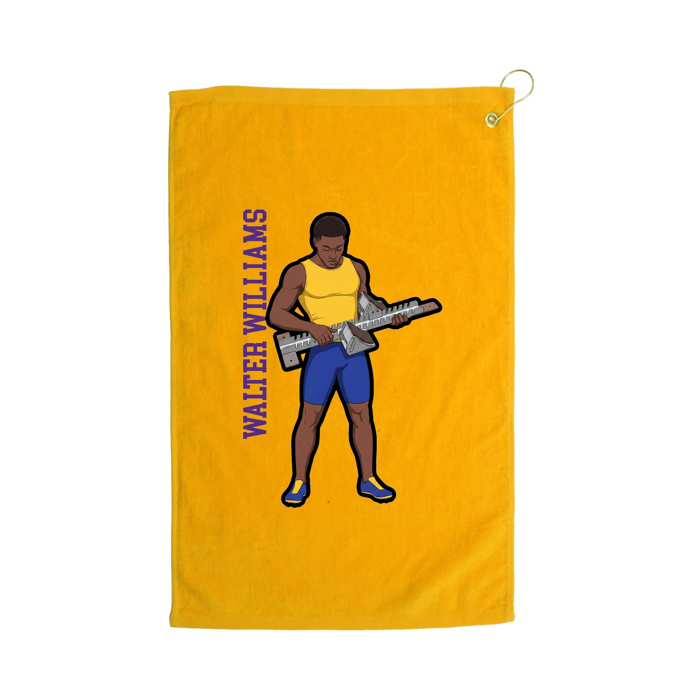 Golf Towel — Name Vertical in Gold