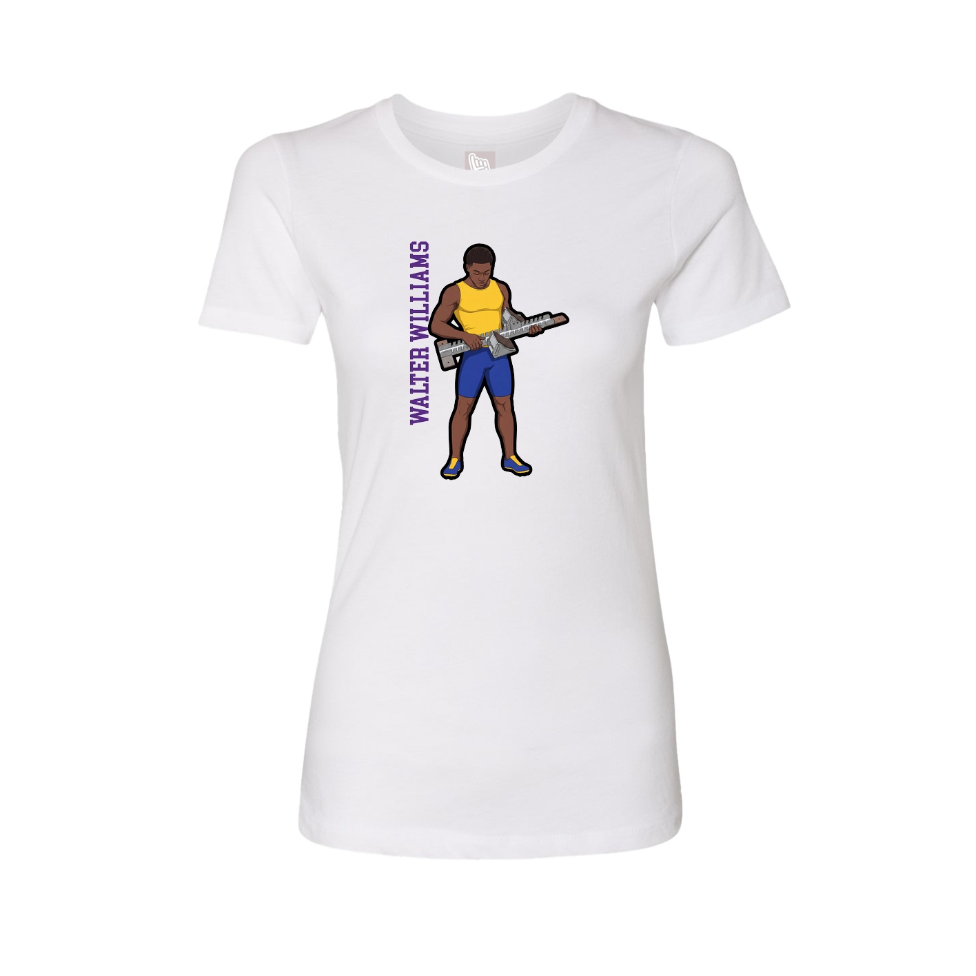 Womens Tee — Name Vertical in White