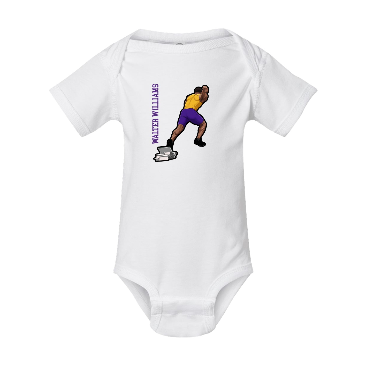 Baby Onesie — Name Vertical in White