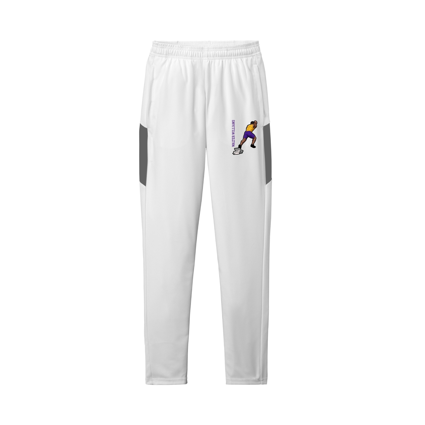 Team Travel Pant — Name Vertical in White/Grey