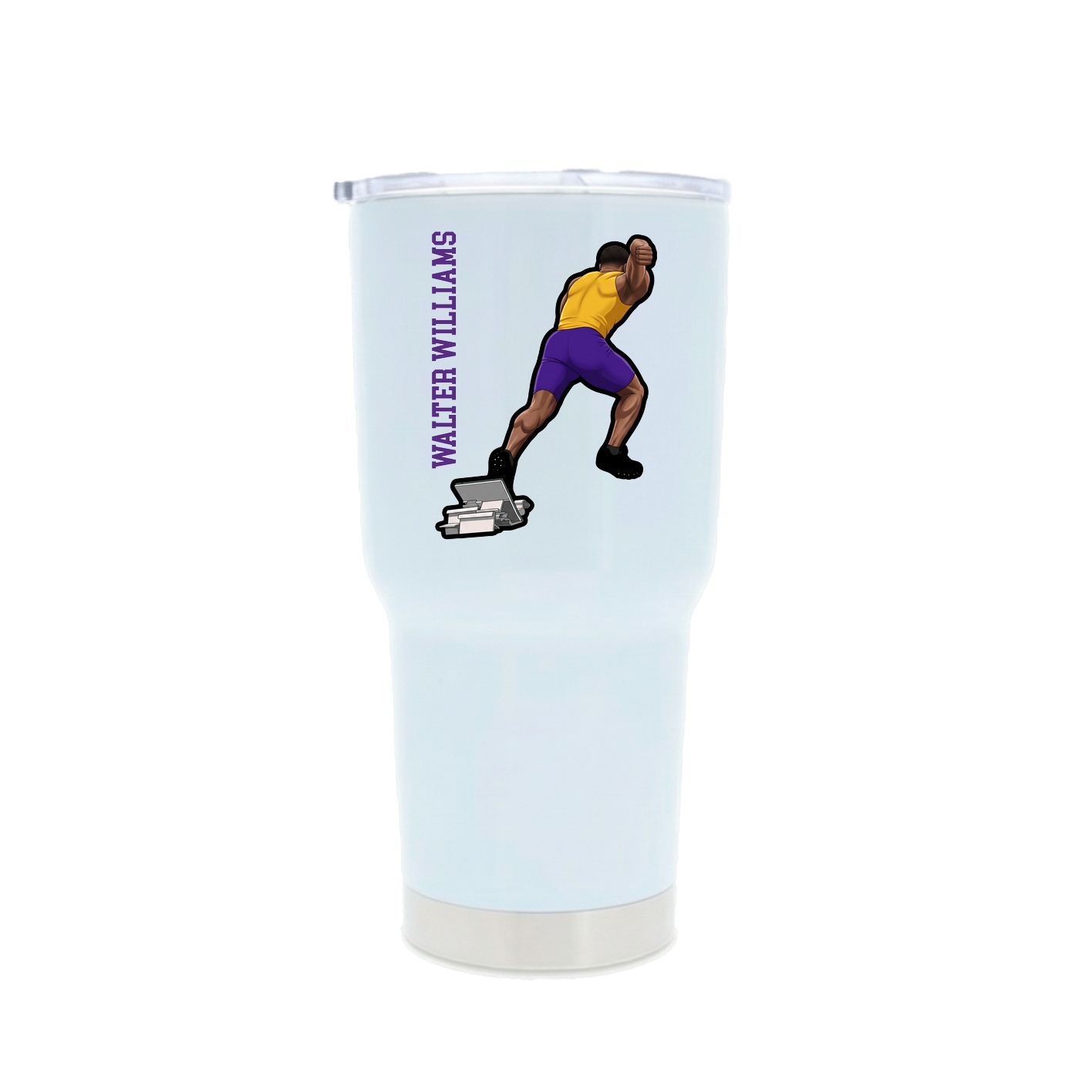 30oz Stainless Steel Tumbler — Name Vertical in White