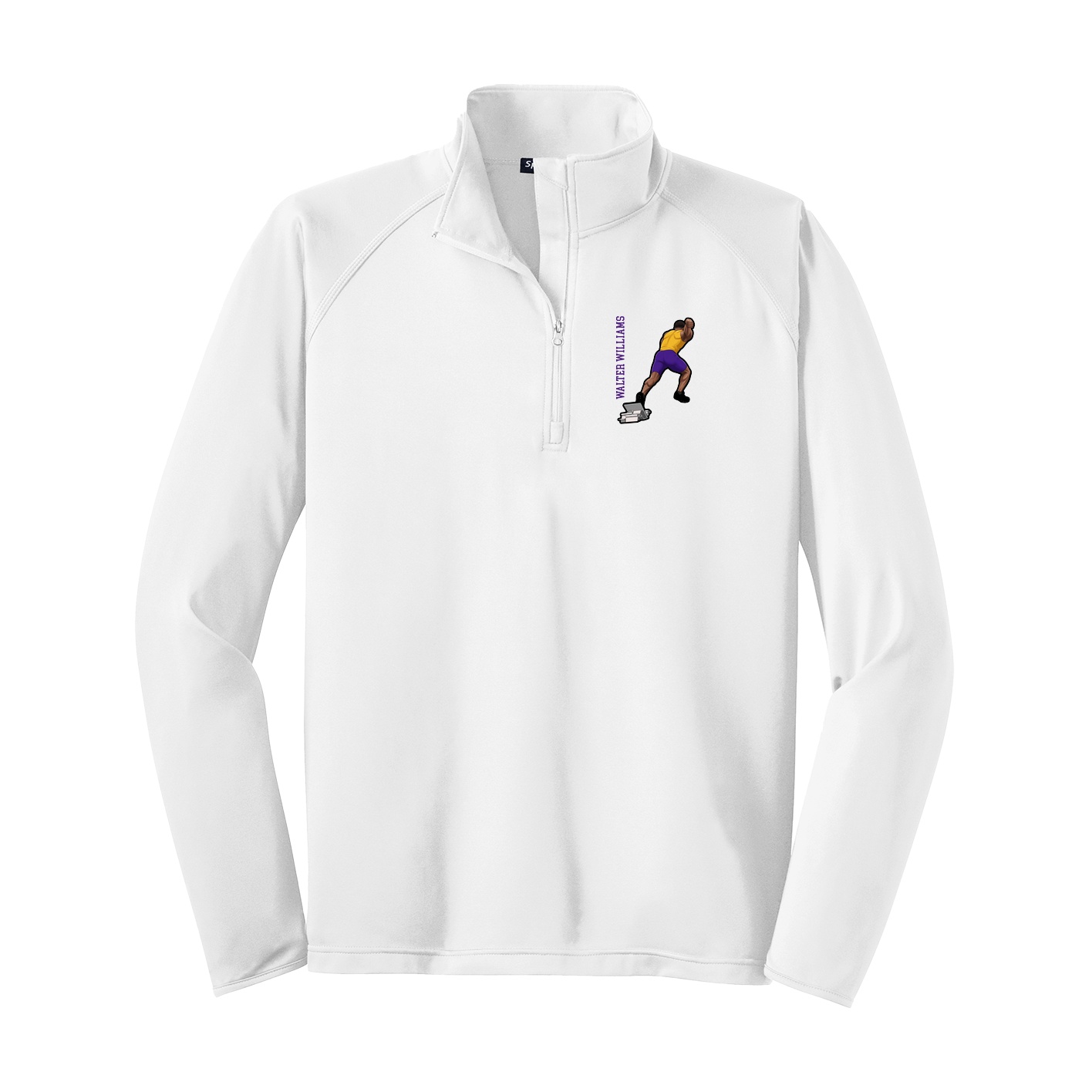 Q-Zip Pullover — Name Vertical in White
