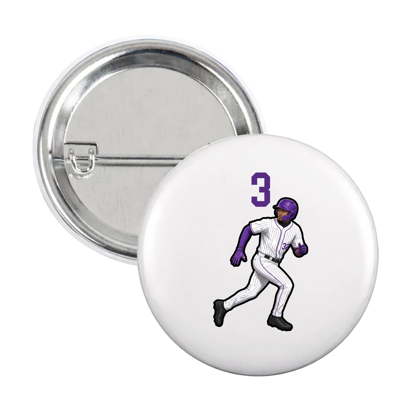 Game Day Button — Number Top in White