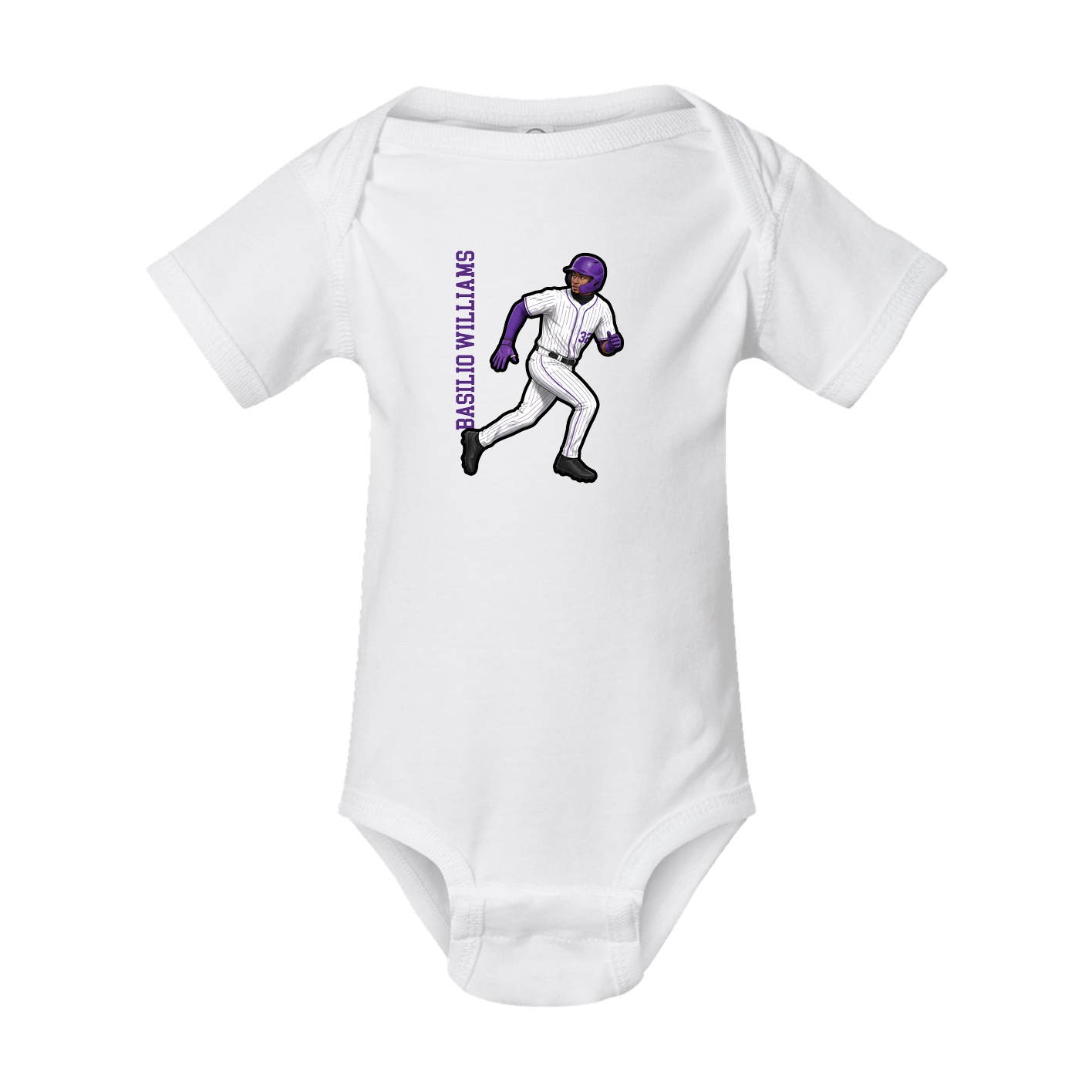 Baby Onesie — Name Vertical in White