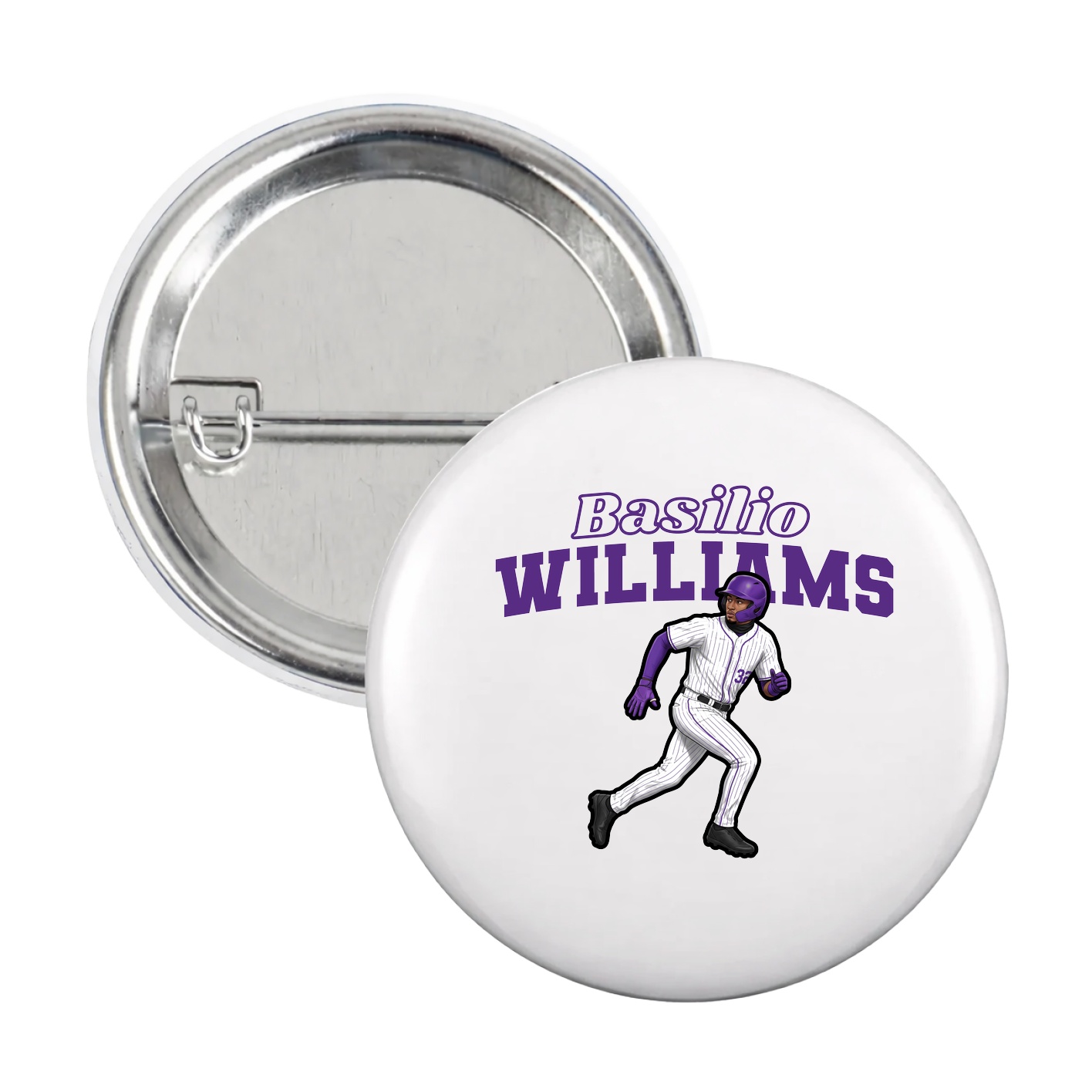 Game Day Button — Name Arch in White