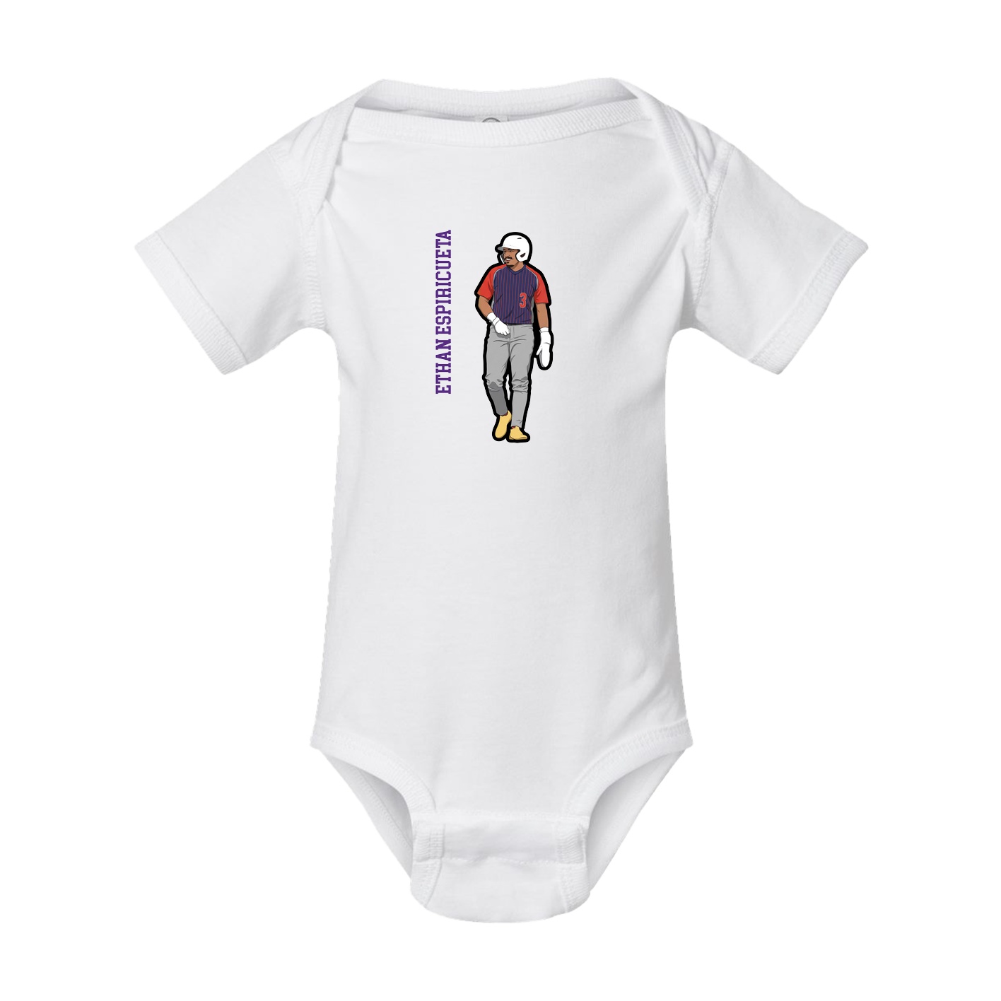 Baby Onesie — Name Vertical in White