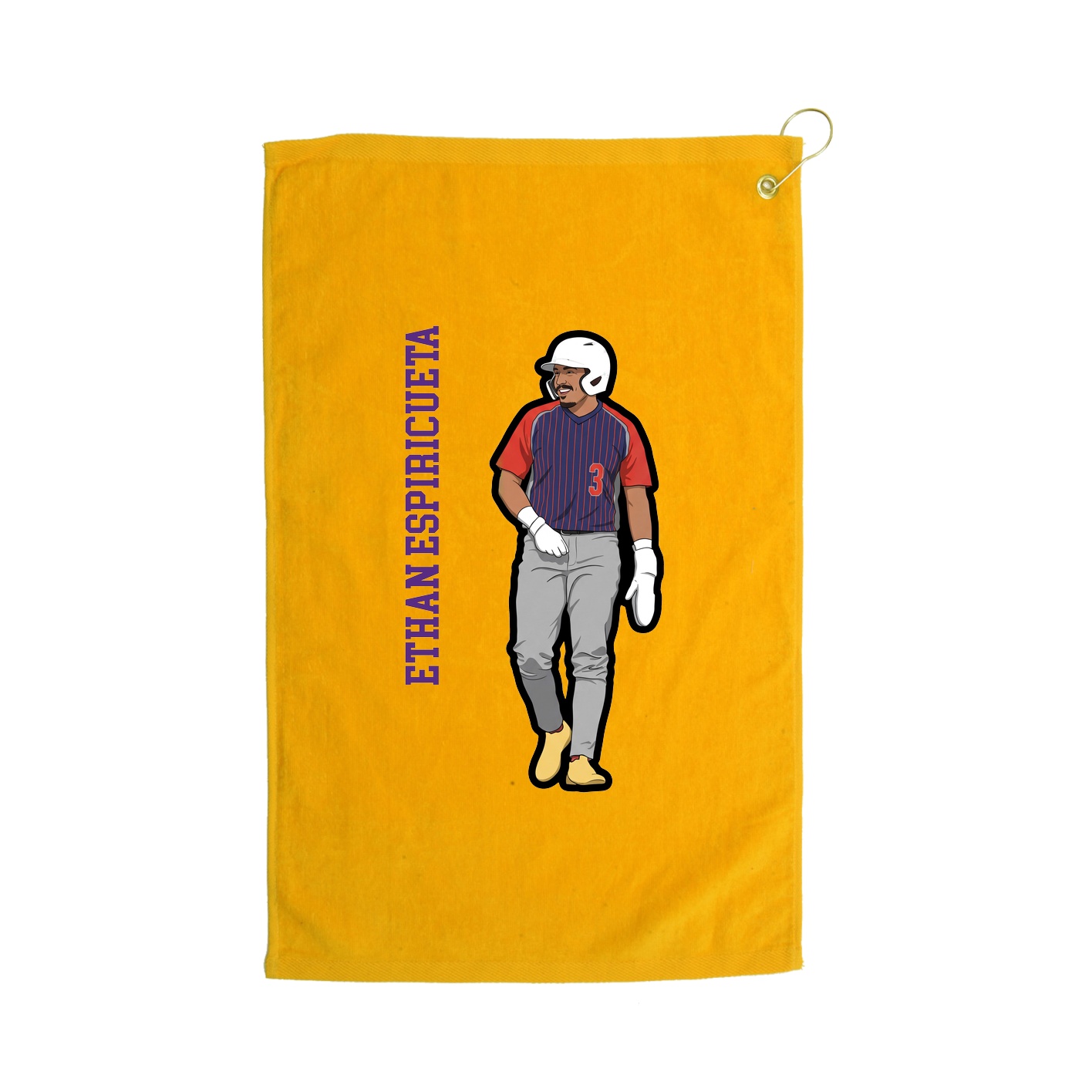 Golf Towel — Name Vertical in Gold