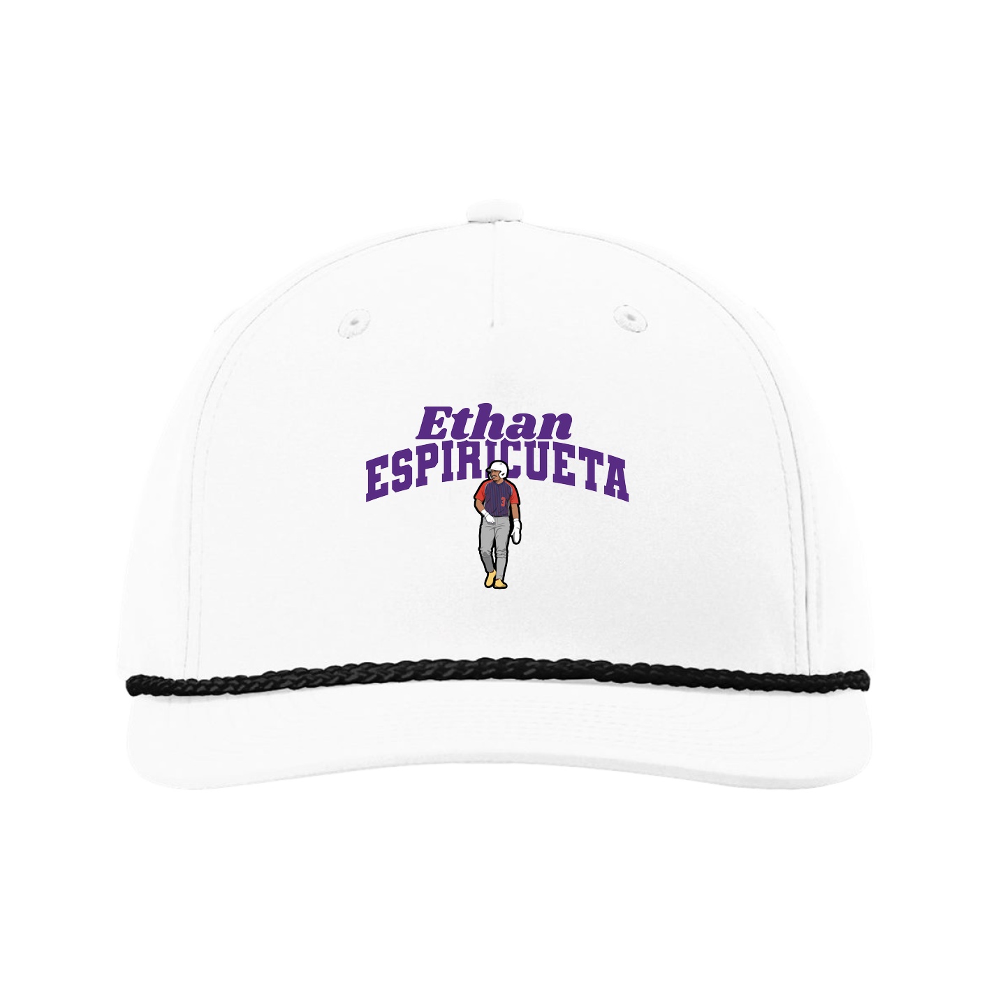 Five-Panel Classic Rope Cap — Signature Arch in White