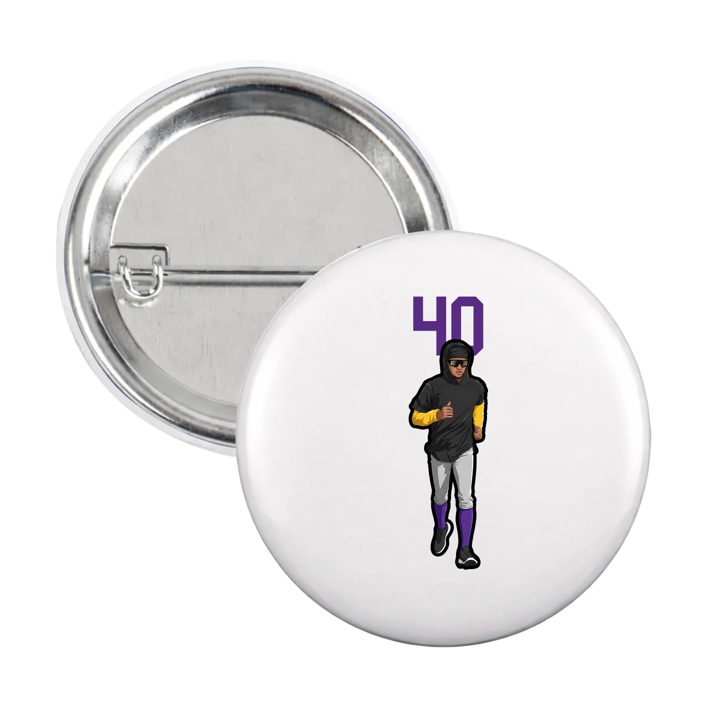 Game Day Button — Number Top in White
