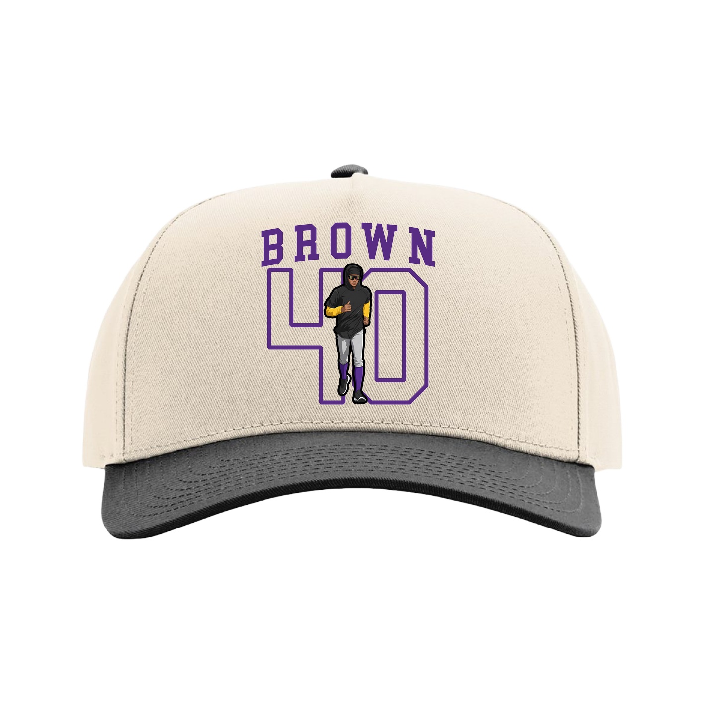 Full Fabric Five-Panel Champ Cap — Shirsey in Cream/Black