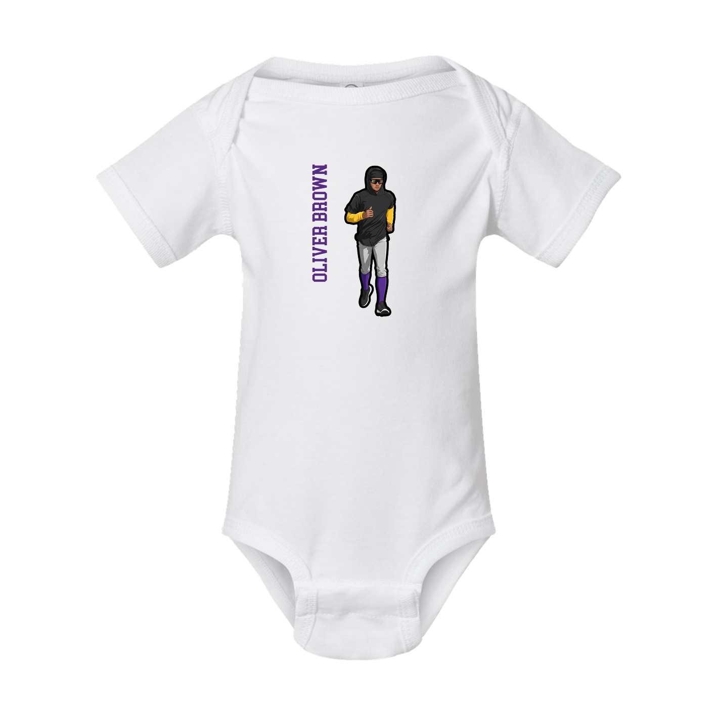 Baby Onesie — Name Vertical in White