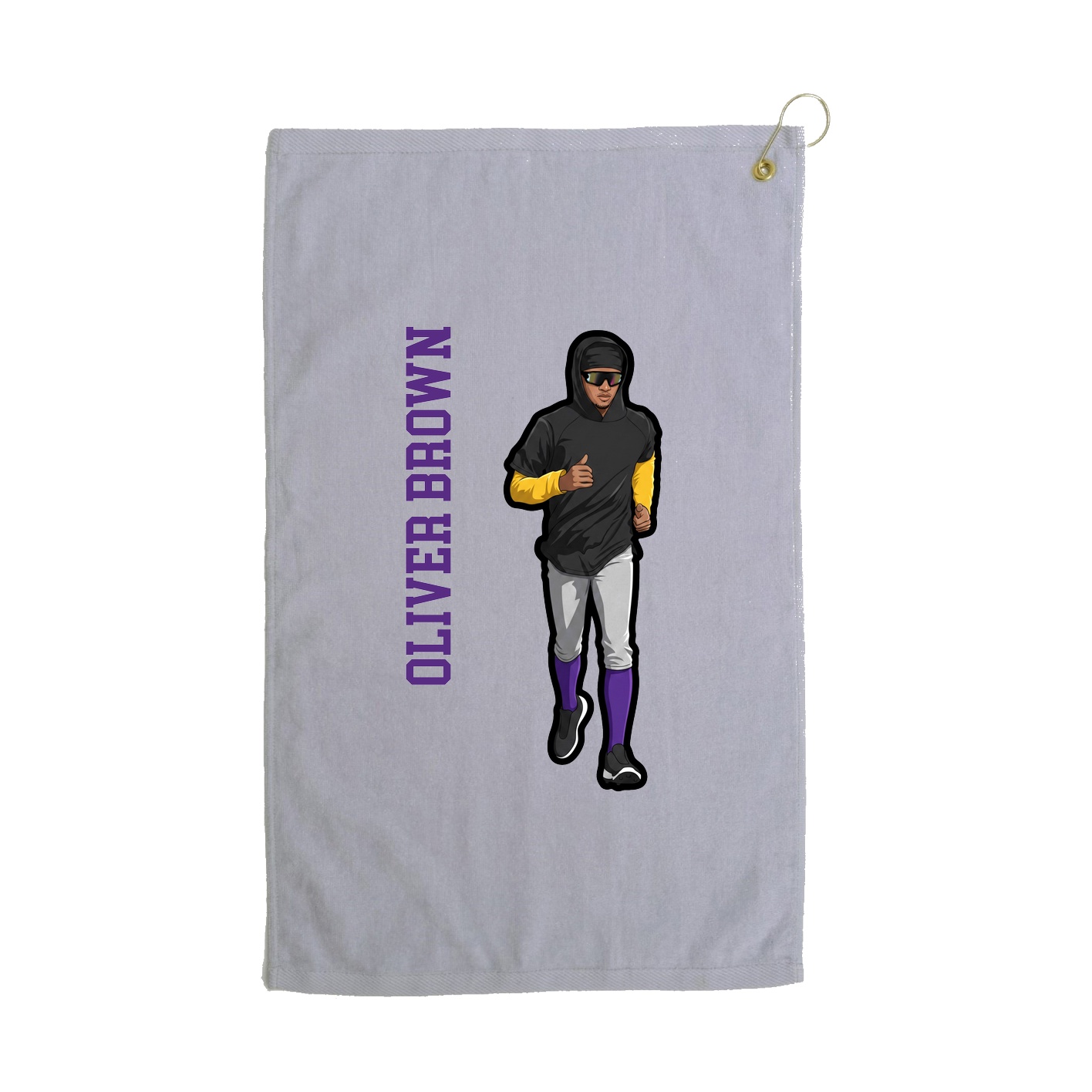 Golf Towel — Name Vertical in Grey