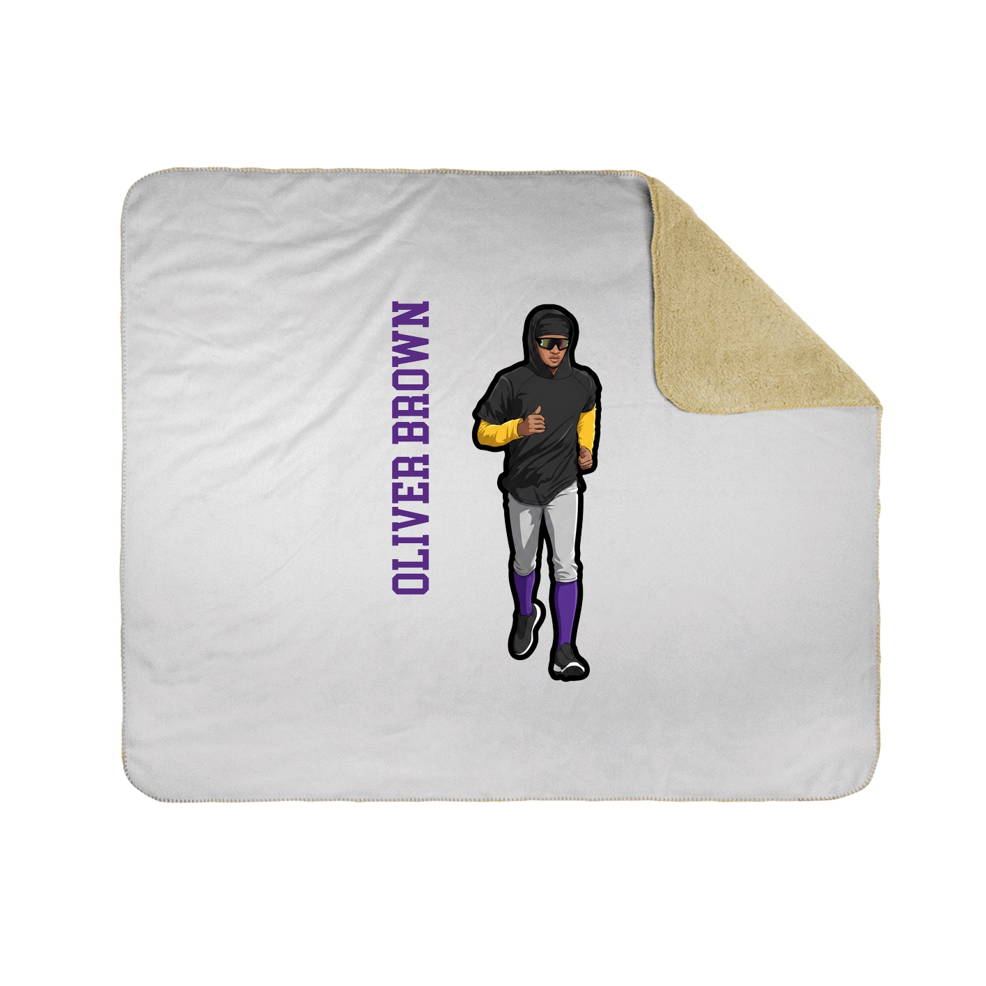 Throw Blanket — Name Vertical in White