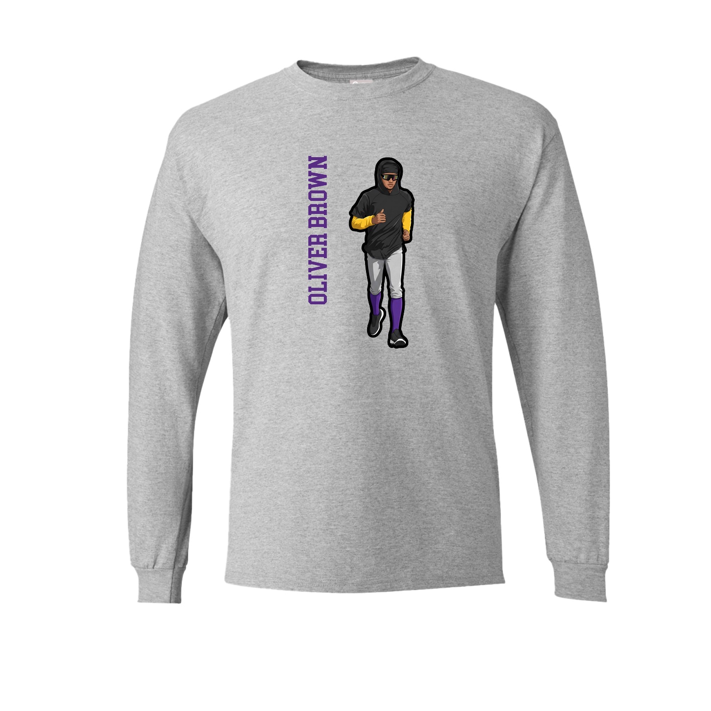 Long Sleeve Tee — Name Vertical in Grey