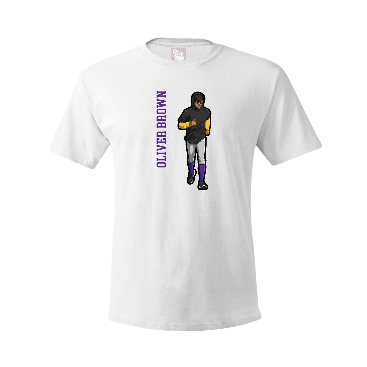 Youth Tee — Name Vertical in White