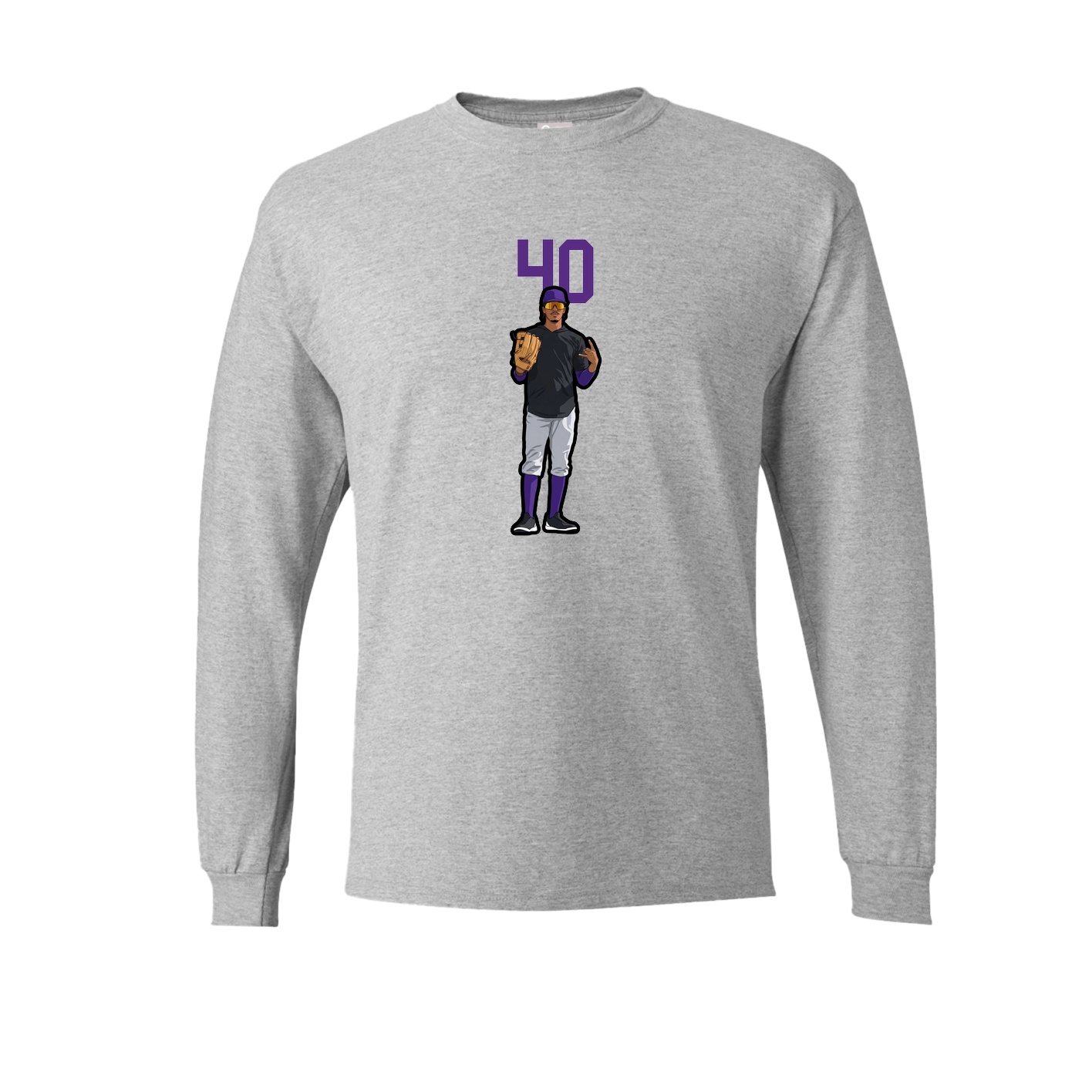 Long Sleeve Tee — Number Top in Grey