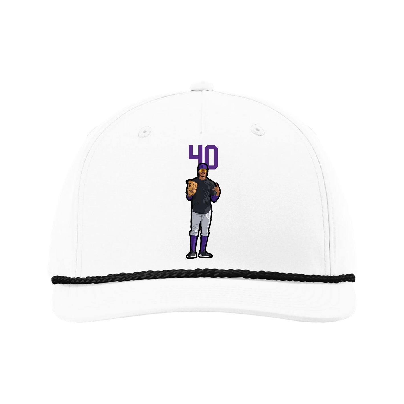 Five-Panel Classic Rope Cap — Number Top in White