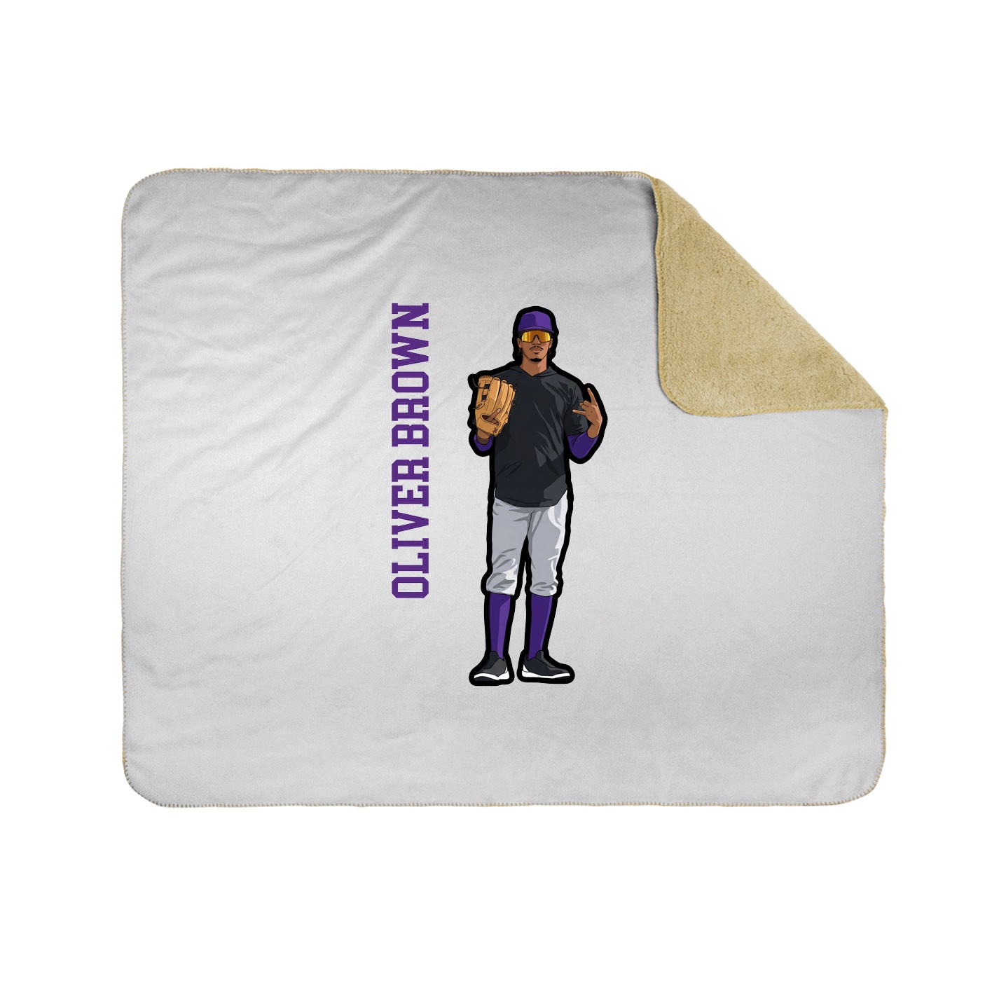 Throw Blanket — Name Vertical in White
