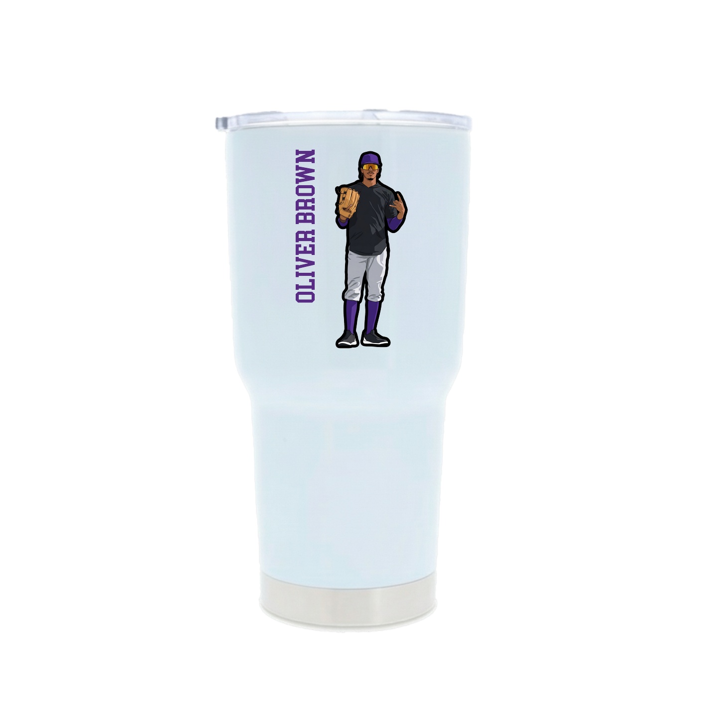 30oz Stainless Steel Tumbler — Name Vertical in White