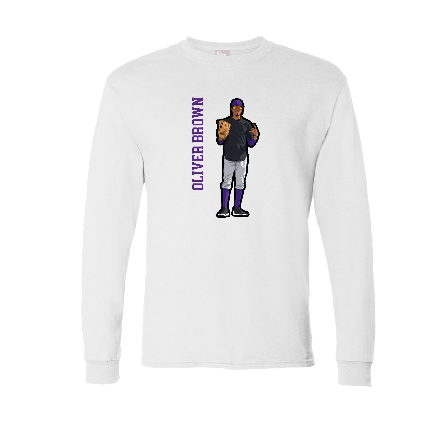 Long Sleeve Tee — Name Vertical in White