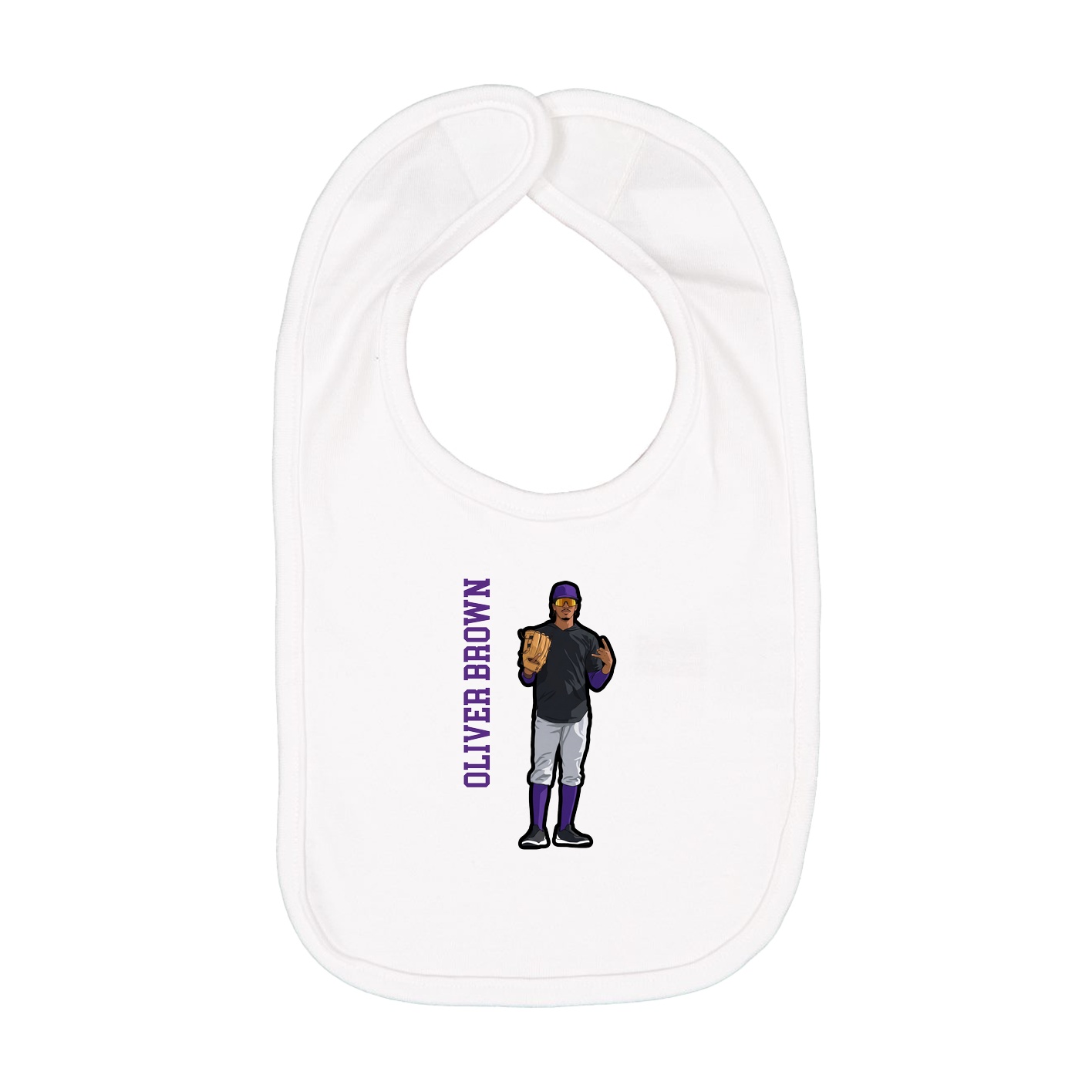Infant Bib — Name Vertical in White