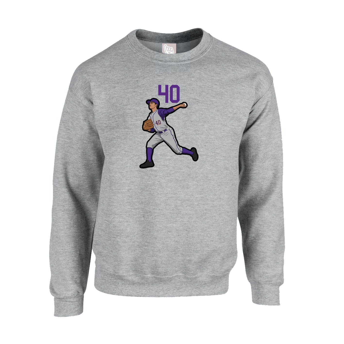 Fleece Crew — Number Top in Grey