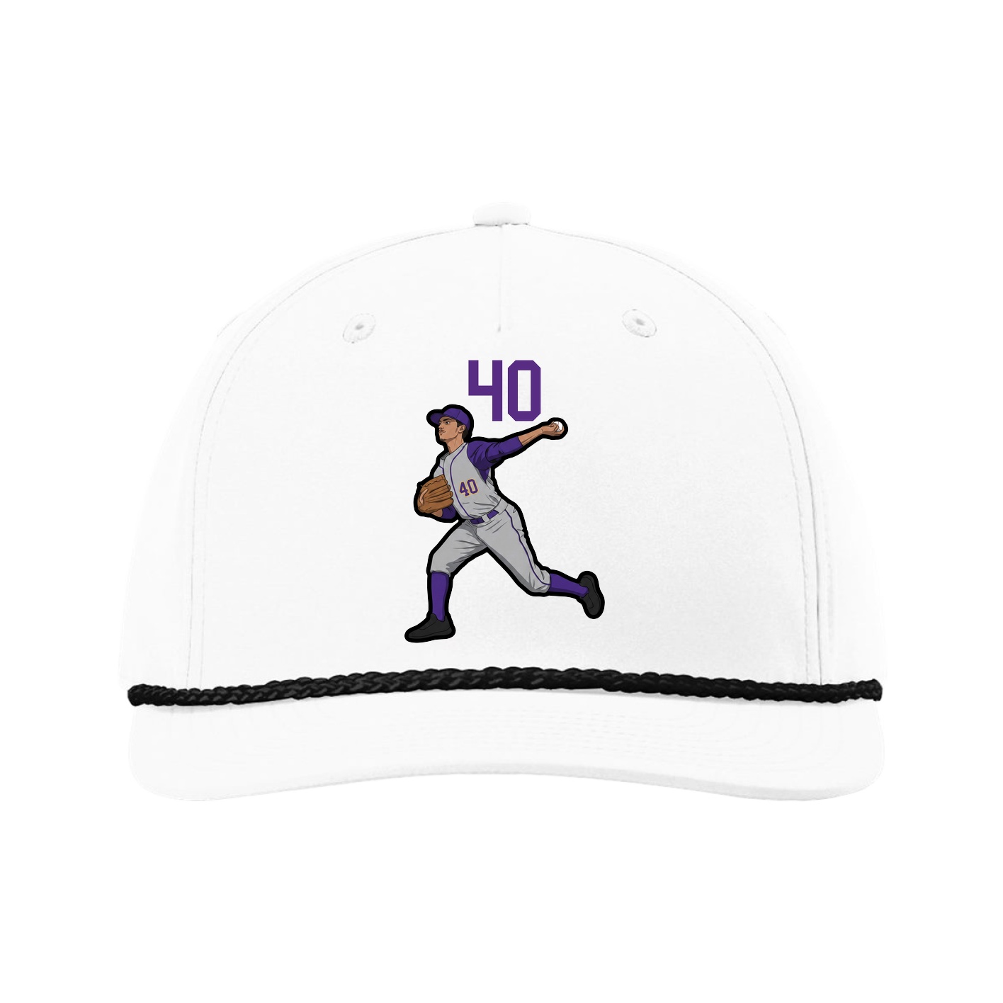 Five-Panel Classic Rope Cap — Number Top in White