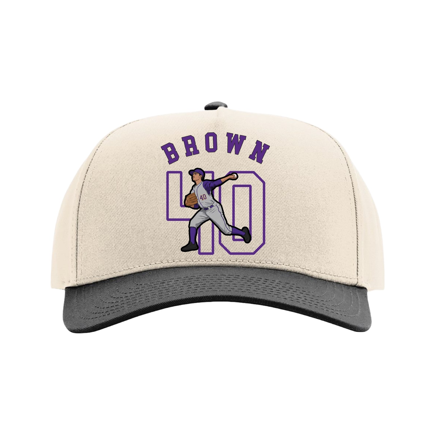 Full Fabric Five-Panel Champ Cap — Shirsey Arch in Cream/Black