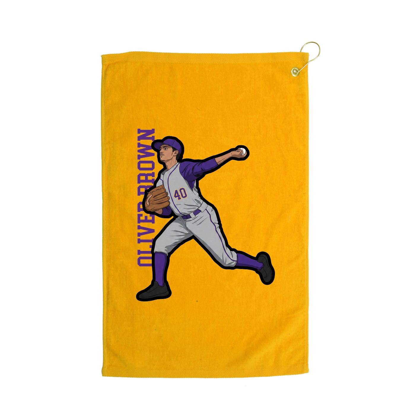 Golf Towel — Name Vertical in Gold
