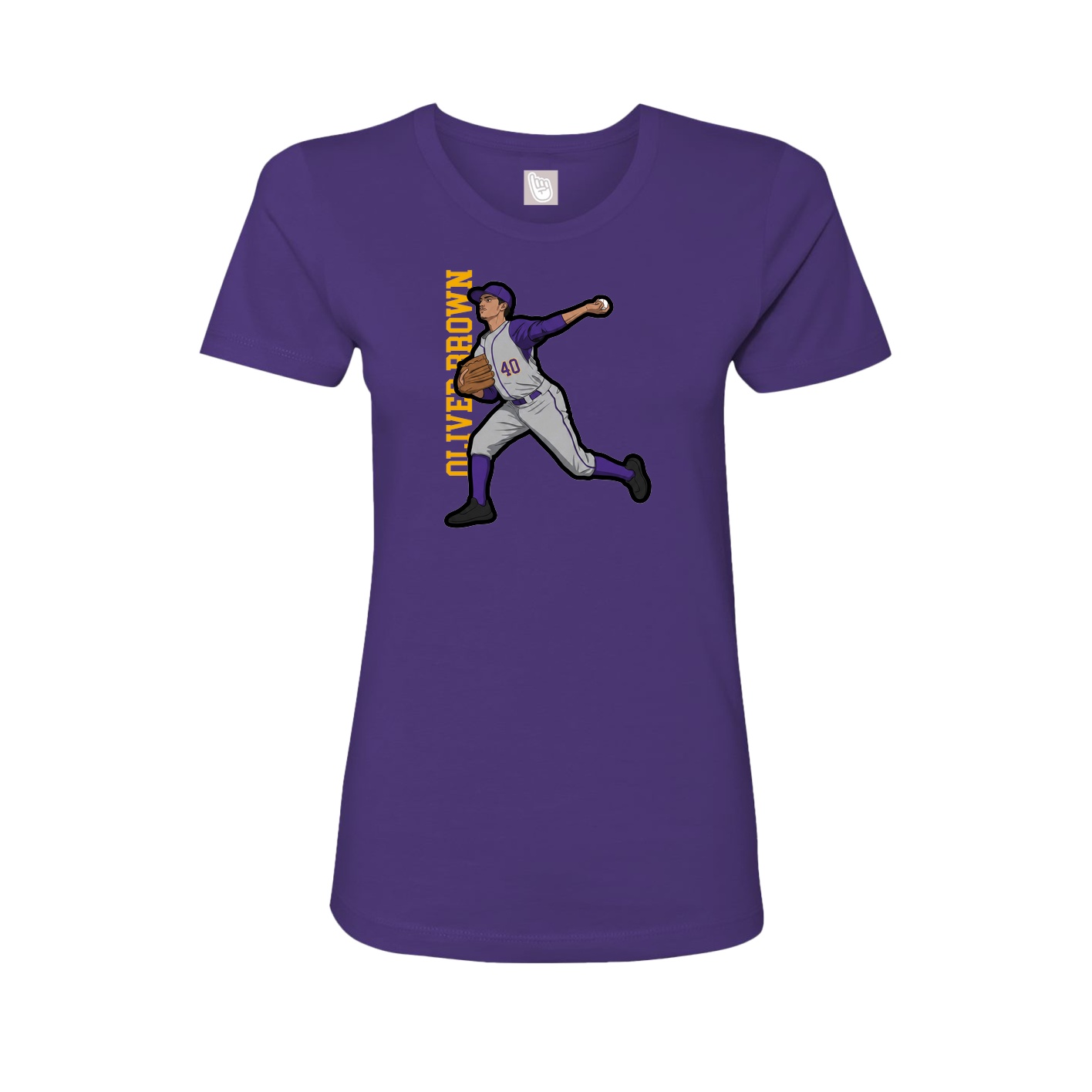 Womens Tee — Name Vertical in Purple