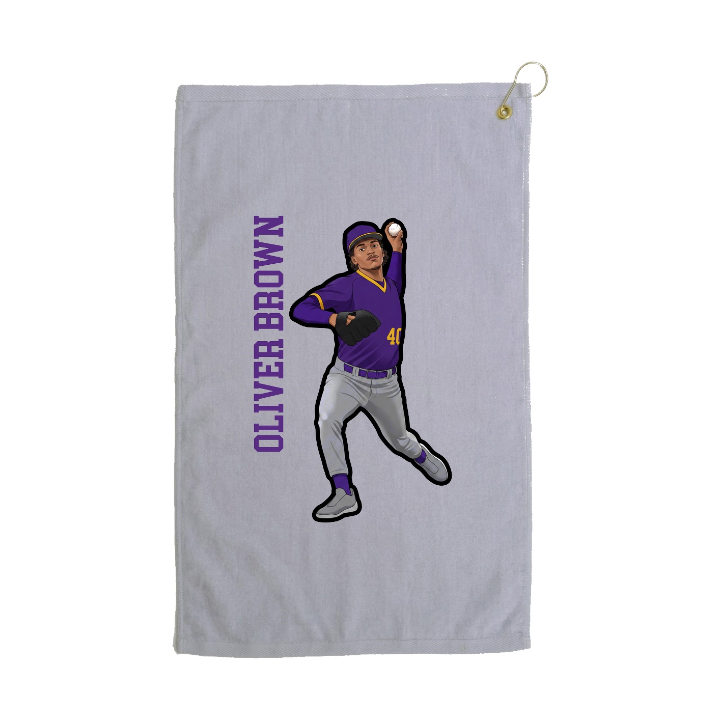 Golf Towel — Name Vertical in Grey