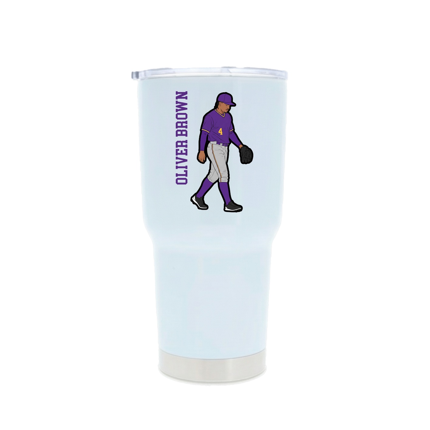 30oz Stainless Steel Tumbler — Name Vertical in White
