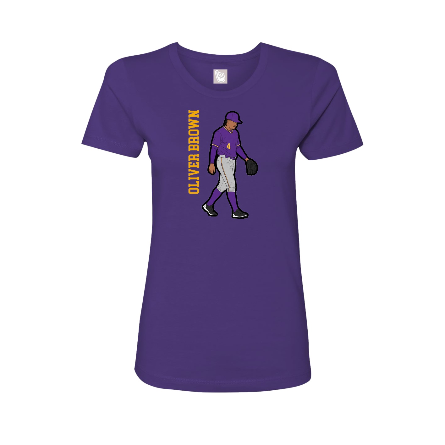 Womens Tee — Name Vertical in Purple