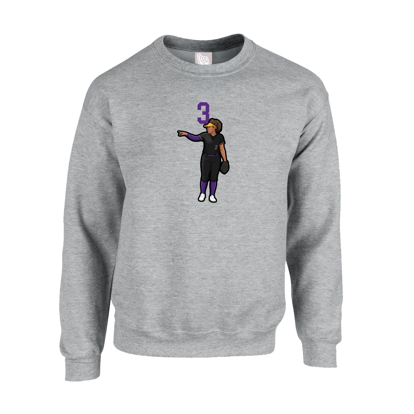 Fleece Crew — Number Top in Grey