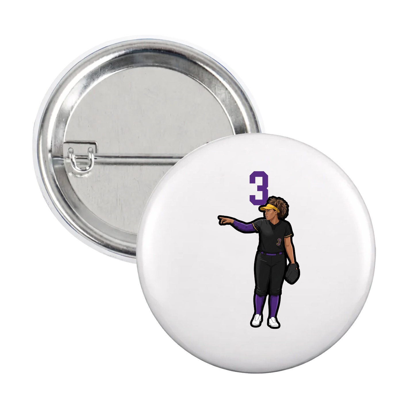 Game Day Button — Number Top in White
