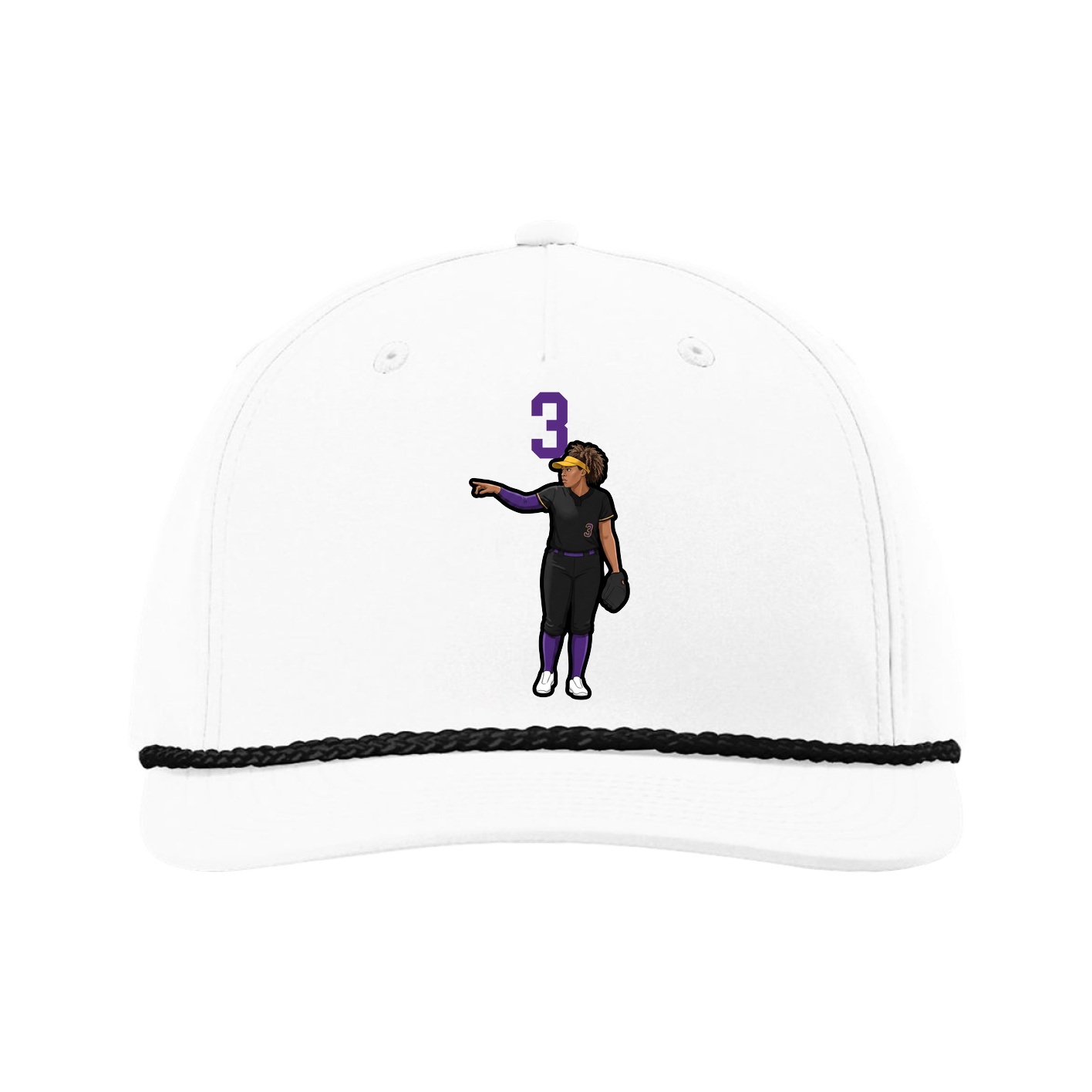 Five-Panel Classic Rope Cap — Number Top in White