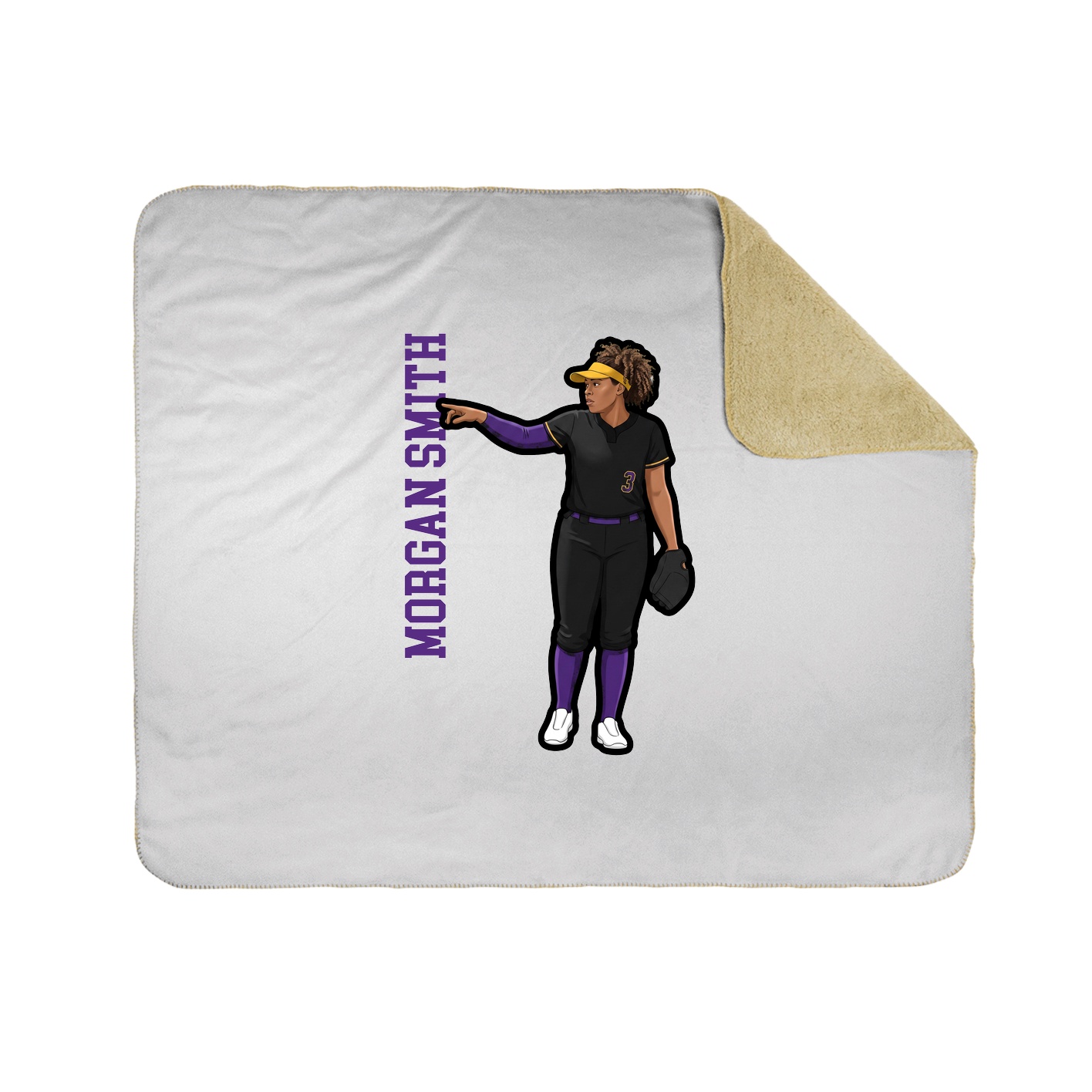 Throw Blanket — Name Vertical in White