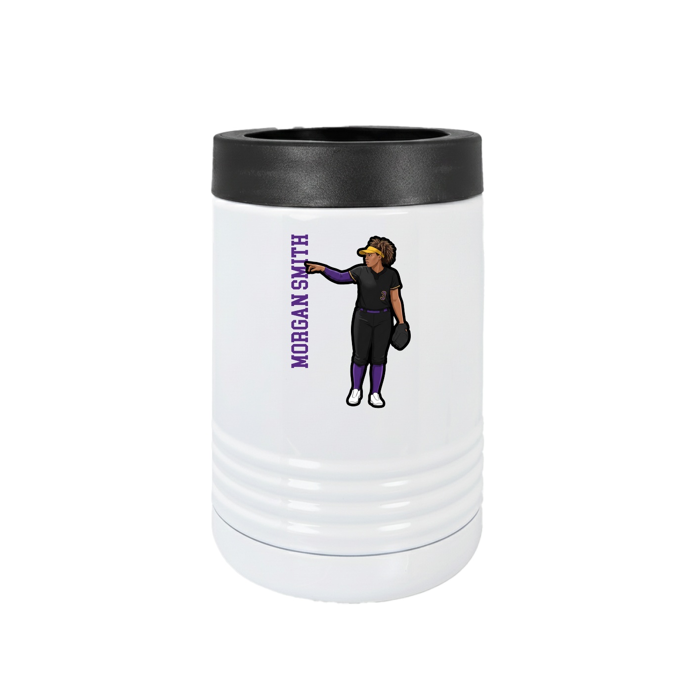 Beverage Holder — Name Vertical in White