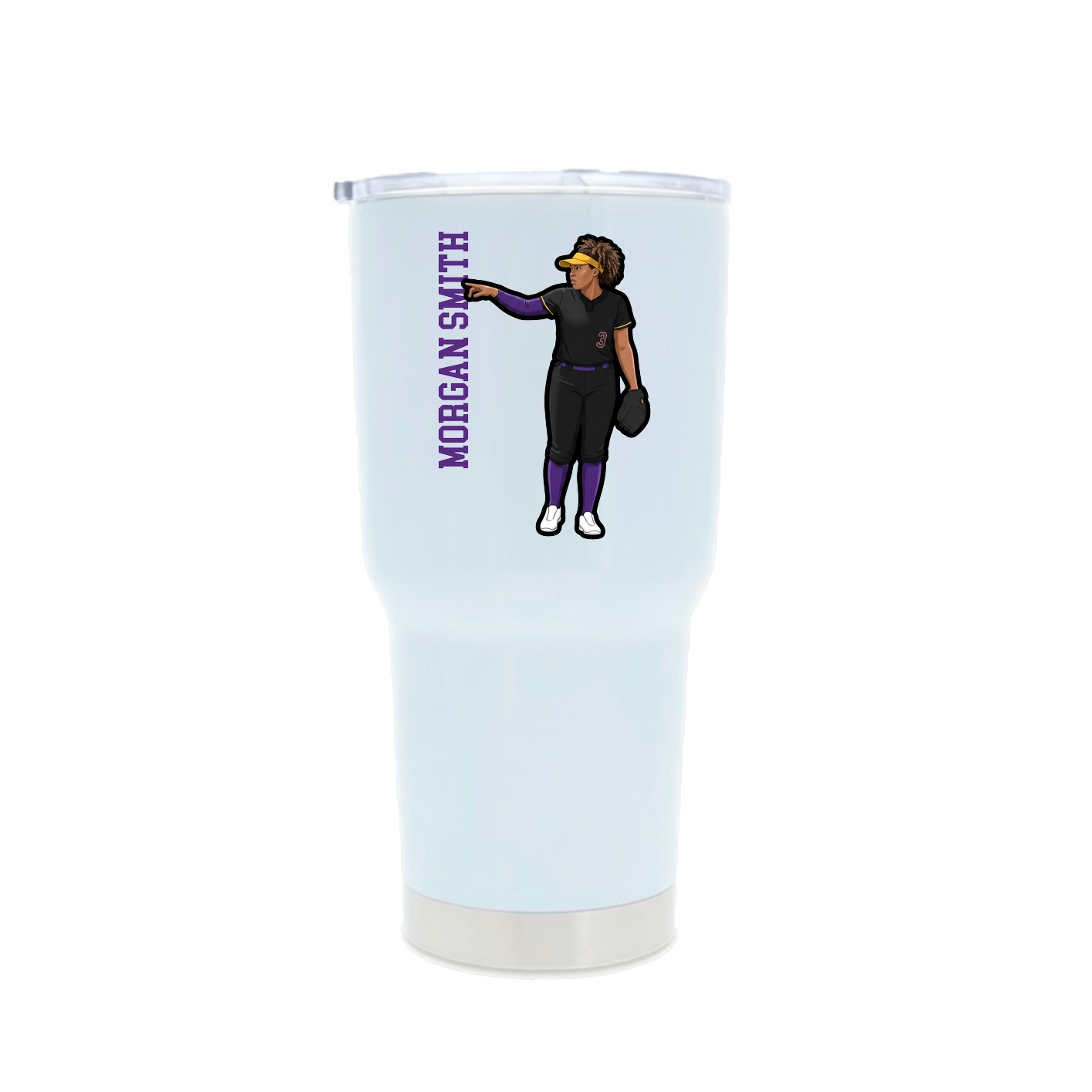 30oz Stainless Steel Tumbler — Name Vertical in White