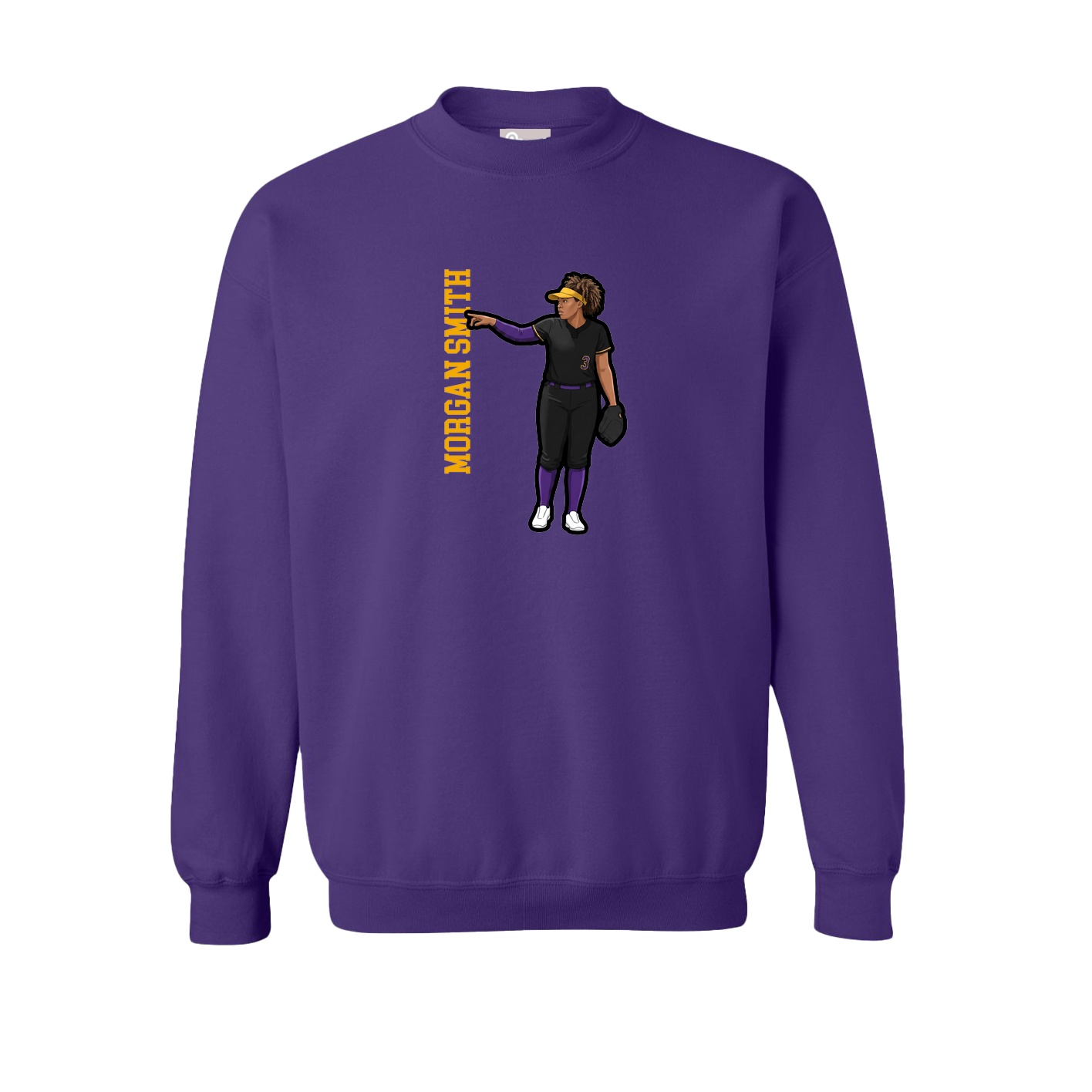 Fleece Crew — Name Vertical in Purple