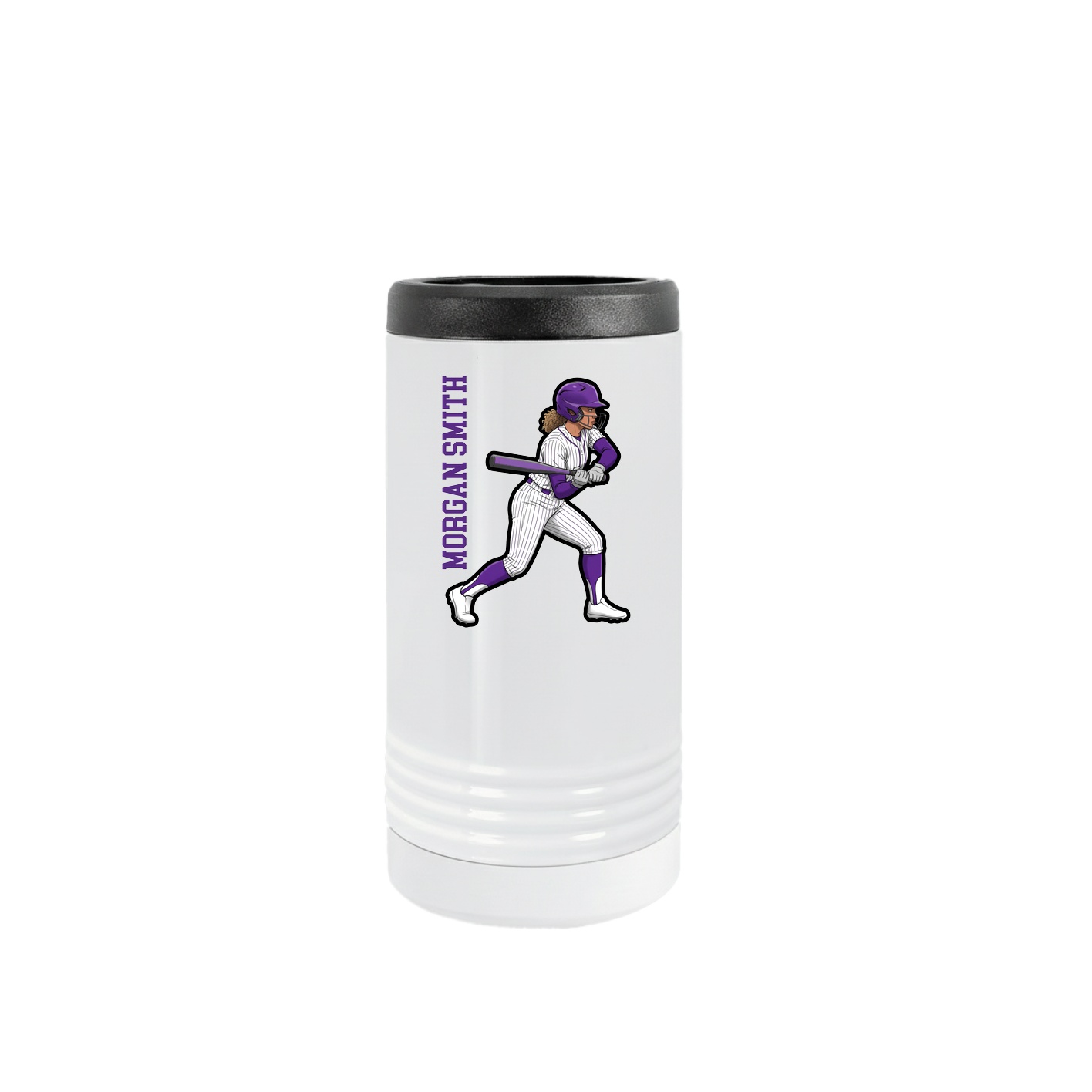Slim Beverage Holder — Name Vertical in White