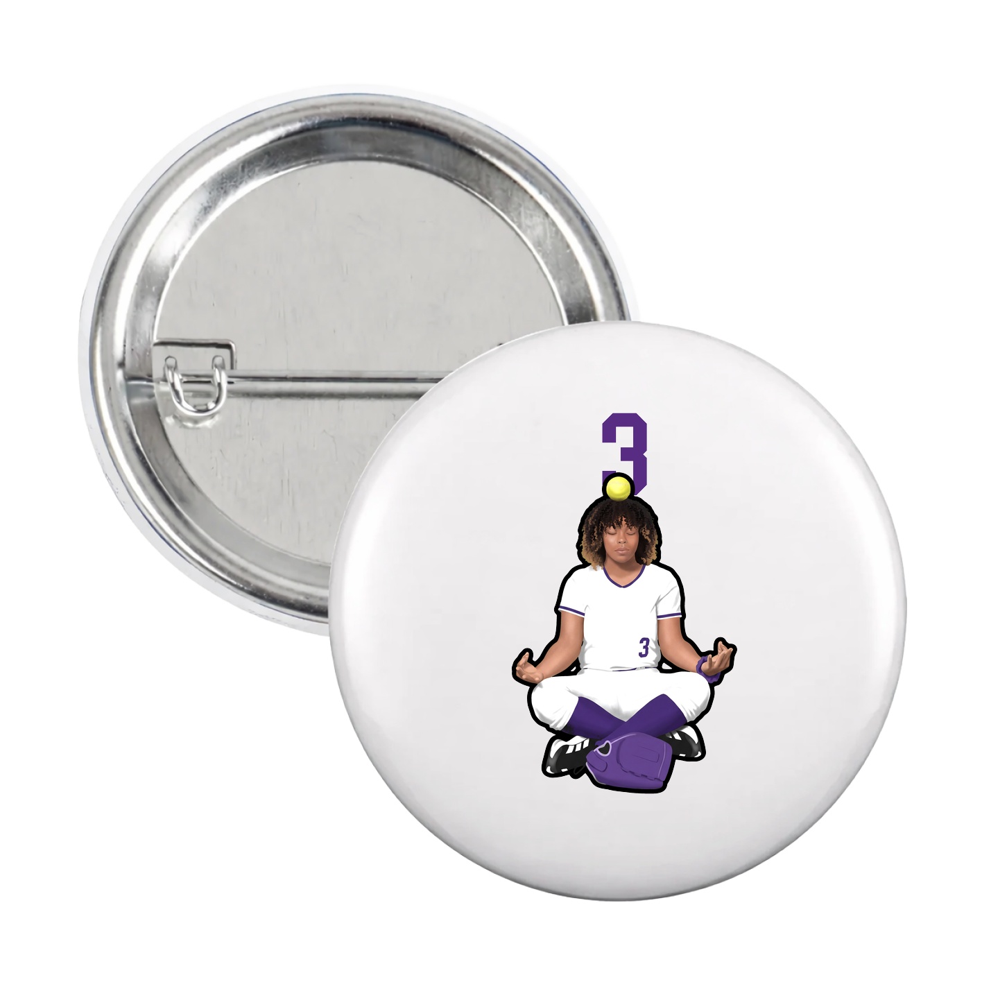 Game Day Button — Number Top in White