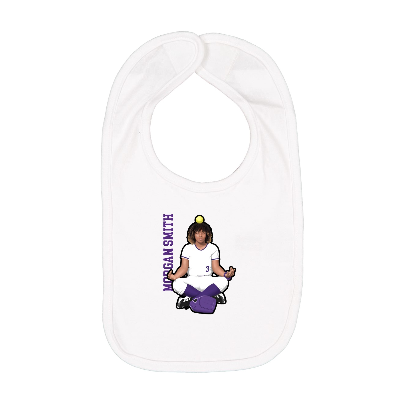 Infant Bib — Name Vertical in White