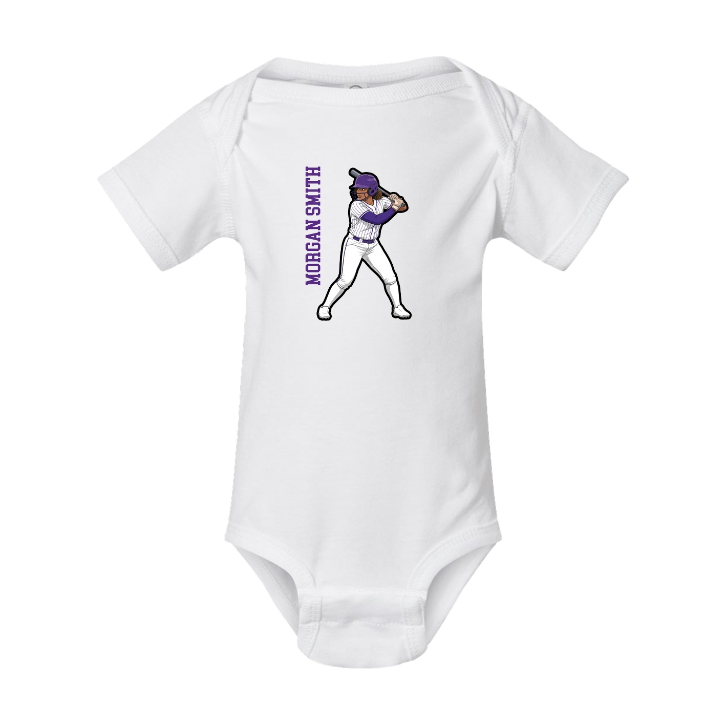 Baby Onesie — Name Vertical in White