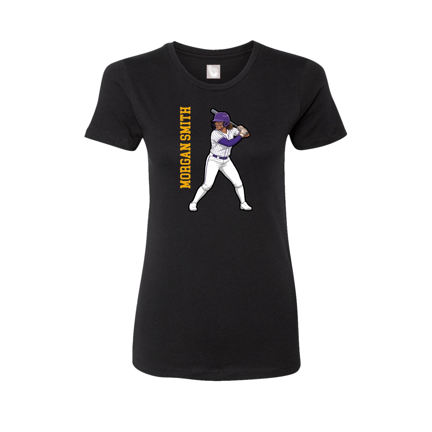 Womens Tee — Name Vertical in Black